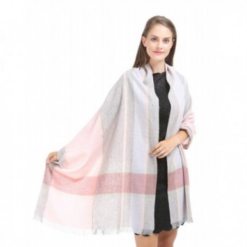 Saferin Cashmere Winter Shawl SSS Grey - Pink Plaid Short Fringe-thick 200g - CT185IAHTO8