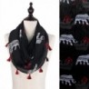 StylesILove Tribal Elephant Tasseled Infinity Scarf- 2 Colors - Black - CS12BPIZOGH