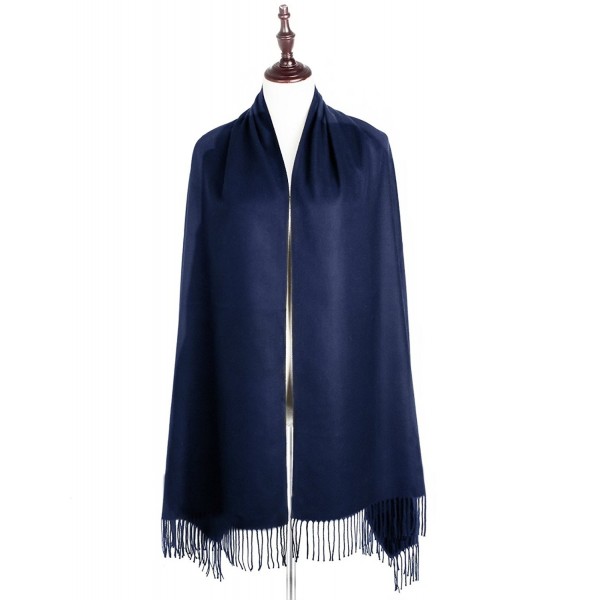 EVRFELAN Winter Cashmere Fringe Pashmina - Navy Blue - CZ18622XRHW