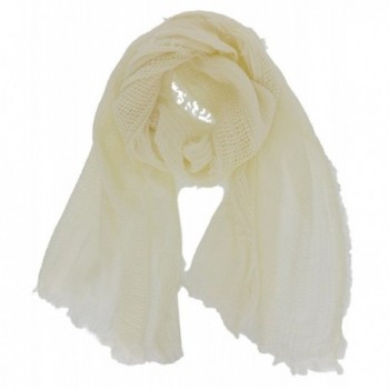 Cozzy Land Solid Oblong Lightweight Scarf - Cream - C8188868YDG