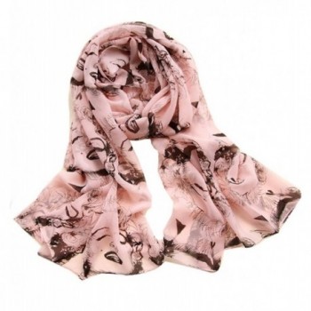 SACASUSA (TM) Fashion Scarf Marilyn Monroe Print Pattern Shawl Wrap (3 Style to Pick) - Pink - CR11FI5JD2F