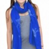 Peach Couture Lightweight Graphic Animal Owl Print Summer Fringe Scarf - Blue White - CC11YOSVMG7