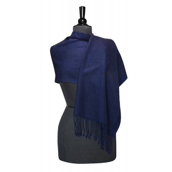 Biagio 100% Wool Pashmina Solid Scarf NAVY BLUE Color Women's Shawl Wrap Scarves - CP11IVBIPF9