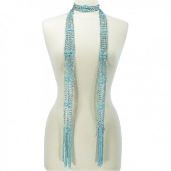 Hand By Hand Aprileo Women's Scarf Seed Bead Long Thin Lightweight Belt Wrap - Mint - CI12EC4PPC9