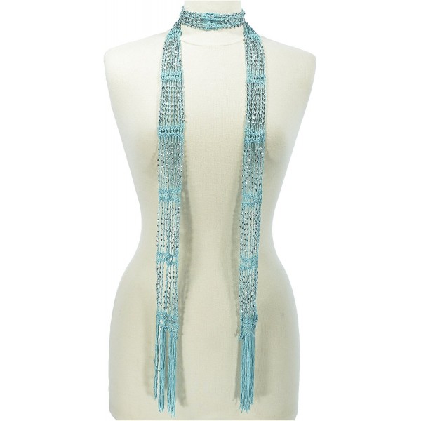 Hand By Hand Aprileo Women's Scarf Seed Bead Long Thin Lightweight Belt Wrap - Mint - CI12EC4PPC9