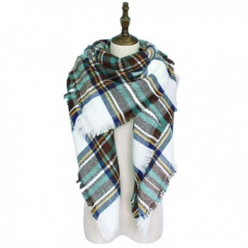 Hippih Women's Stylish Plaid Blanket Scarf Gorgeous Tassels Warm Wrap Shawl - Yellow Green - CQ186DIWTT3