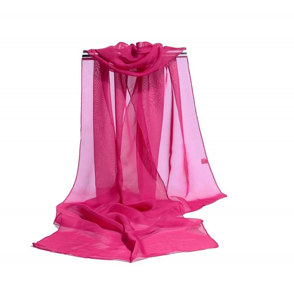 Herebuy - Fashion Women's Soild Colors Silk Chiffon Scarves Lightweight Scarf - Hot Pink - CL11OVY2FAF
