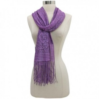 Lavender Floral Metallic Shawl Wrap in Wraps & Pashminas