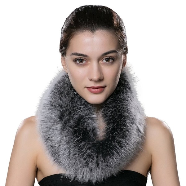 URSFUR Women's Winter Warm Neck Fur Scarf Real Fox Collar Fur Cowl Multicolor - Gray - CN12NUMJM3M