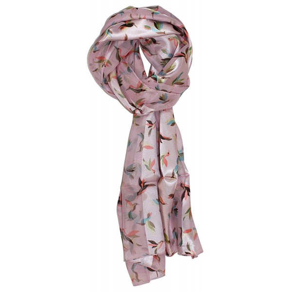 Ted and Jack - Nectar Loving Hummingbird Print Silk Feel Scarf - Pink - C212N1T22QD