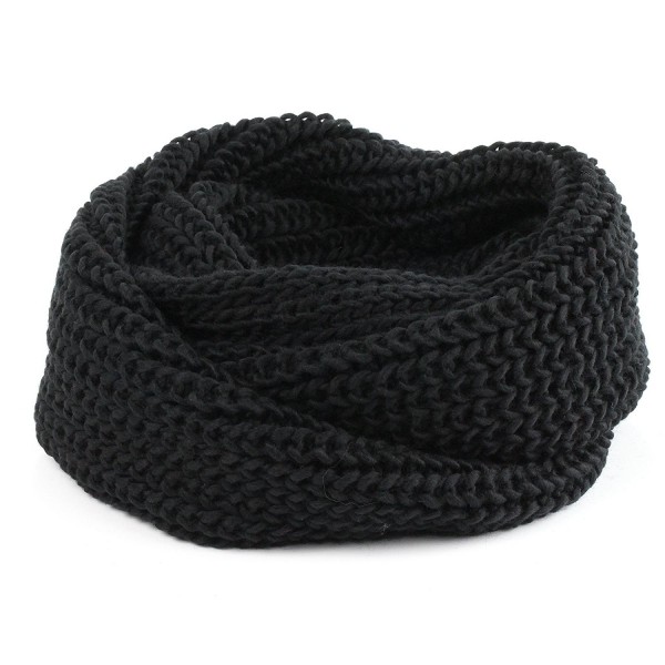 Kaisifei Women Winter Warm Infinity 2 Circle Cable Knit Scarf - Black - CP127NHLGJX