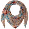D&Y Women's Floral Buds Lightweight Square Scarf - Taupe - CM12O59WYBL