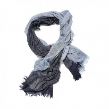 Ladies Shawl Loose Woven Cotton Blanket Scarf Soft Wrap Fashion Scarves For Women - baby blue- navy blue - CF12N9HZ2DK