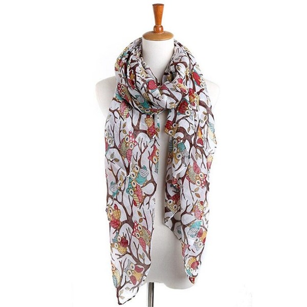 Cool Animal Printed Scarf Fashion Cute Womens Sheer Scarves Wrap - Cartoon Owl - White - CA187EAS6S8