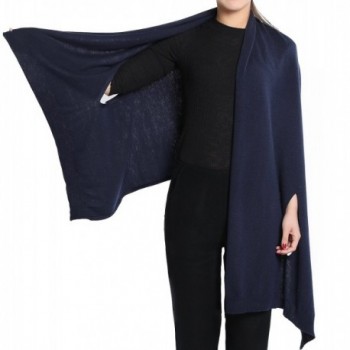 Bruceriver Women's Wool Blended Versatile Multi Style Long Knit Scarf - Navy - C717YTRNQ22
