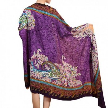 Women's 100% Wool Soft Extra-Large Chinoiserie Scarf Wrap Shawl ...