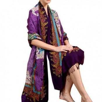 TLIH Womens Extra Large Chinoiserie Purple in Cold Weather Scarves & Wraps
