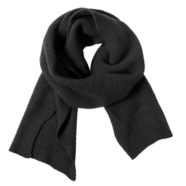 Women And Mens Winter Thick Cable Knit Wrap Chunky Long Warm Scarf - Black 1 - CN188IQX8D3