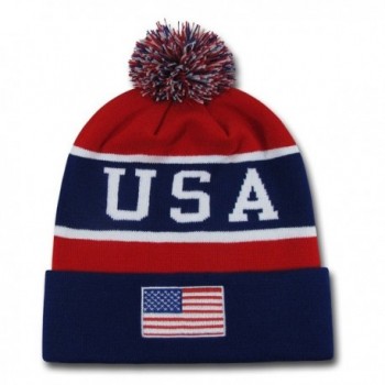 W REPUBLIC APPAREL USA Flag Team Beanies American Winter Olympics Patriotic Pom - CJ180RK5W3A