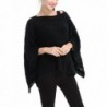 Ferand Casual Batwing Sleeve Floral Crochet Knit Poncho Cape Pullover For Women - Black - C81870ZKNTG