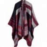 QYQS Women's Exotic Design Oversized Open Front Blanket Cape Wrap Shawl Cardigan - Wine Red - CP189HAO8SM