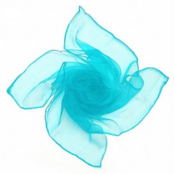 Lovely Colours Fashion Plain Square Chiffon 50s neck Scarf Head Scarves - Lake Blue - CJ185O4LHW7