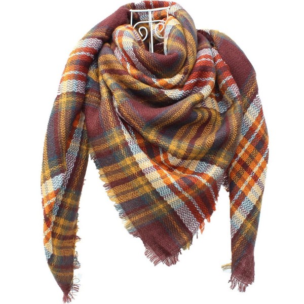 DH.M Blanket Scarf Women Big Square Long Scarves Warm Tartan Checked Shawl - A8 - C51874O8L93