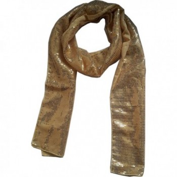 KVR Fashion Party Dance Vintage Long girlie Sequin polyester net scarf cum waist belt - Gold-10cm Wide - CJ183IS0TMU