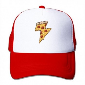 Cool Thunder Cheesy Pizza Adult Trucker Mesh Baseball Cap Hat - Red - C612I9OWS0P