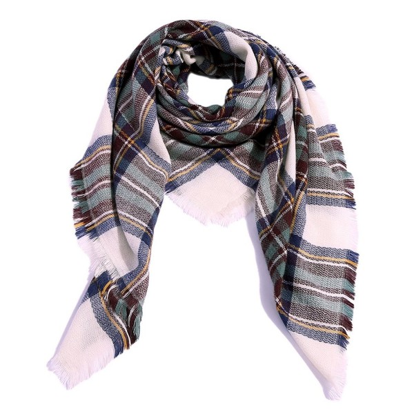 Winter Plaid Scarf Soft Warm Shawl Women Blanket Multicolor - Blue Green - CD186ARK4GG