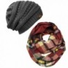 Wrapables Winter Warm Knitted Infinity Scarf and Beanie Hat Set - Red/Black and Charcoal Grey Set - CP1850T72H9