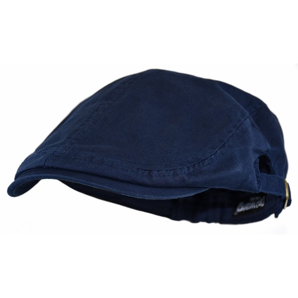 Deewang Fashion Cotton Cabbie Hat Buckle Golf Ivy Colorful Newsboy Driving Cap (Navy) - CW12O7WTBIR