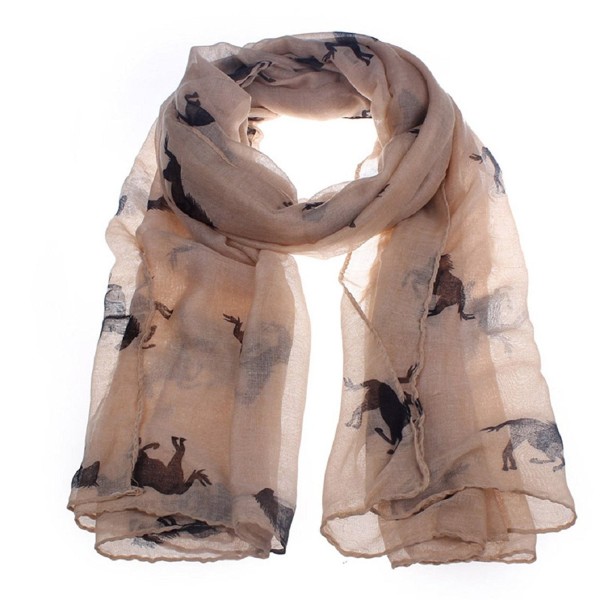 DaySeventh Fashion Women Running Horse Print Long Scarf Shawl Wrap - Coffee - C411T8QOZIH