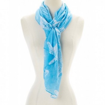 Amtal Women Starfish Design Lightweight Breezy Oblong Summer Beach Scarf - C311GCFPBNP