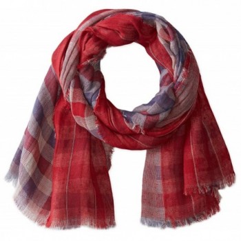 D&Y Women's Reversible Americana Plaid Scarf - Red - C511YYVZPRV