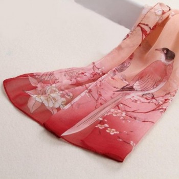 Sunward Fashion Chiffon Pashmina Bird pink in Fashion Scarves