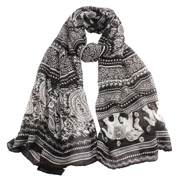 Buedvo Women Men Classic Ethnic Style Keffiyeh Elephant Print Scarf Neck Head Shawl Wrap - Black - CS12O2W50AK