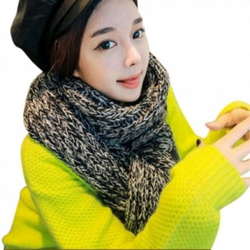 Unisex Mixed Color Wool Knitted Scarf Lovers Thickening Warm Extra Long Wrap Collar - Grey - CB12MFXTP2P