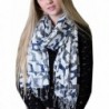 Scottie Terrier Labrador Dalmatian Dog Animal Print Scarfs- Tassels (Navy Blue) - C312NRT735N