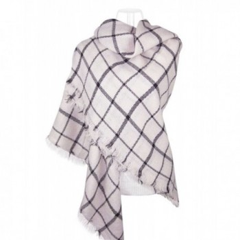 V28 Fashion Women Oversized Plaid Blanket Checked Tartan Scarf Shawl Cozy Wrap - Gridpashmina-cream+blackstripes - C512L8JAENP