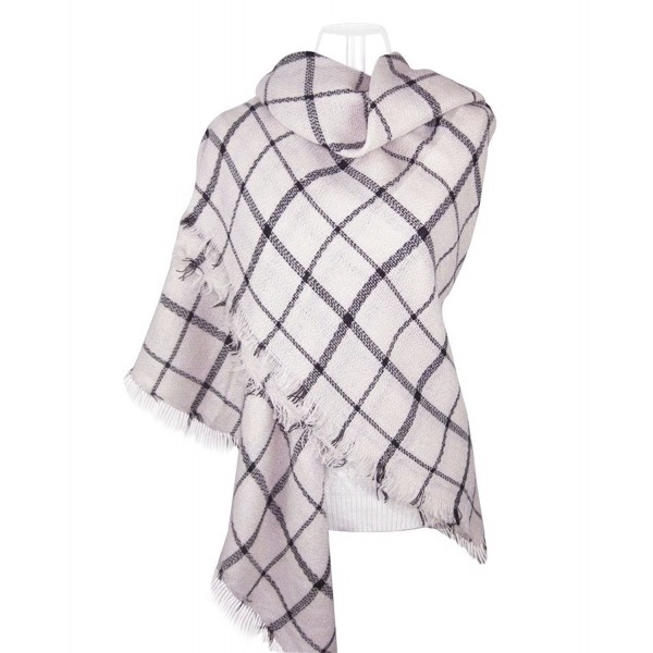 V28 Fashion Women Oversized Plaid Blanket Checked Tartan Scarf Shawl Cozy Wrap - Gridpashmina-cream+blackstripes - C512L8JAENP