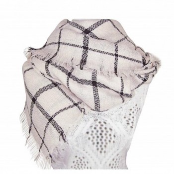 V28 Fashion Oversized GridPashmina Cream BlackStripes