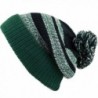 THE HAT DEPOT Winter Striped Cuffed Pom Pom Knit Soft Thick Beanie Skully Hat - Green-black - C012N42CTM3