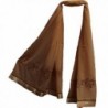 Womens Sequined Silk Chiffon Embroidered Hijab Pashmina Brown Shawl Scarf - C211NPU0E5P