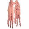 Acrylic Fashion Large Flower Ruffle Knitted Tassel Ends Long Scarf - Pink - CF1157WVINV