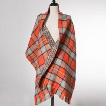 Womens Tartan Blanket Winter Orange in Fashion Scarves