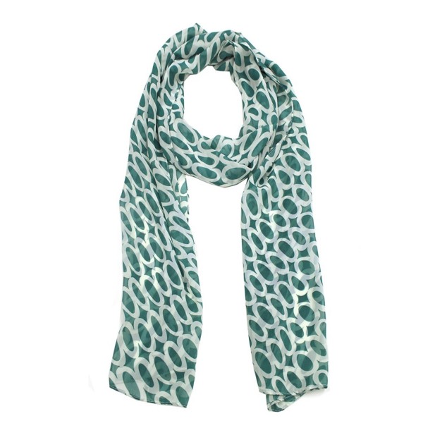 Modadorn Special Sale Circle Print Chiffon Scarf - Emerald - C311J0HMIQP