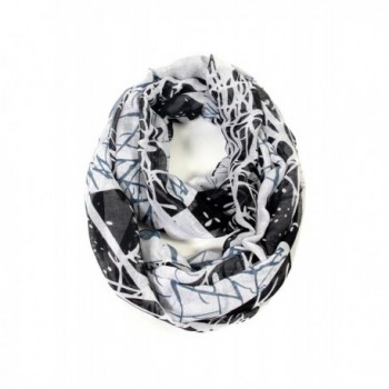 Scarfand Spring Sheer Silhouette Lightweight Infinity Scarf - Wintry Black - C512088VVWB