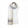 Womens Plaid Multi Line Color Contrast Design Soft Warm Fall Winter Oblong Scarf - Ivory - C01852EXGQK