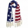 Patriotic American Stars & Stripes Flag Long Winter Knit Scarf With Fringe - CK12NTP2XC8